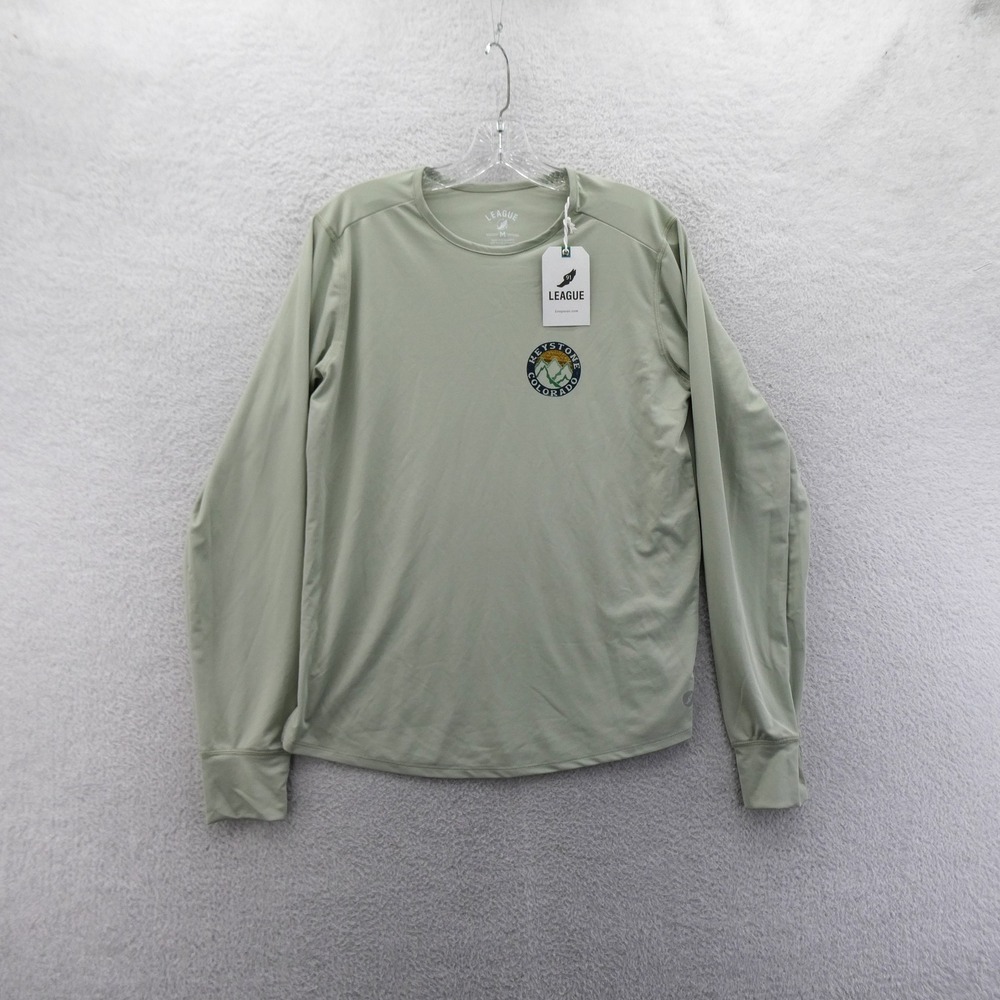 League Shirt Mens Medium Keystone Colorado‎ Green Long Sleeve Recycled Polyester